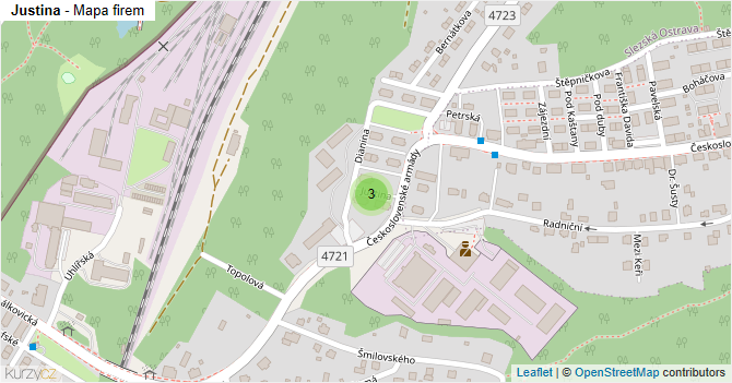 Justina - mapa firem
