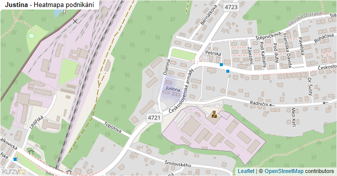 Justina - mapa podnikání