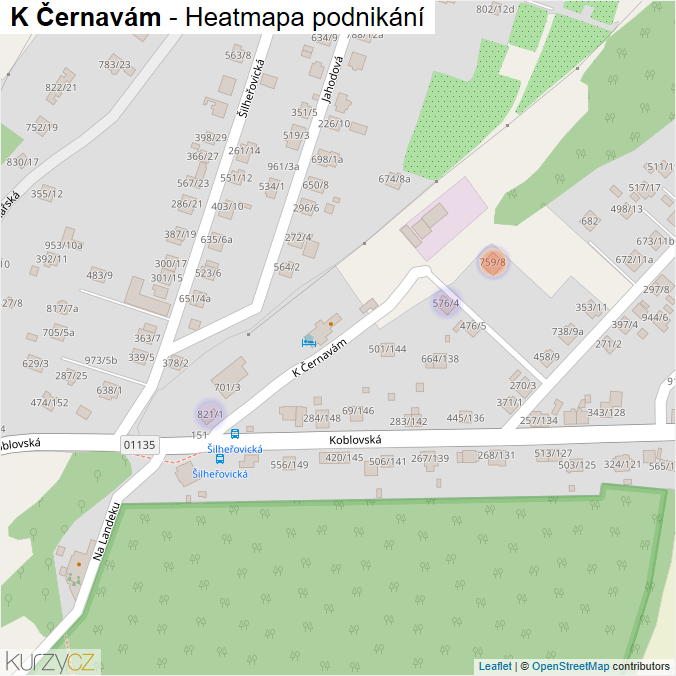 Mapa K Černavám - Firmy v ulici.
