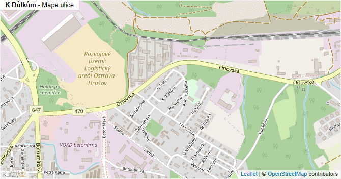 K Důlkům - mapa ulice