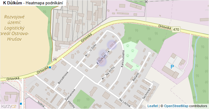 K Důlkům - mapa podnikání