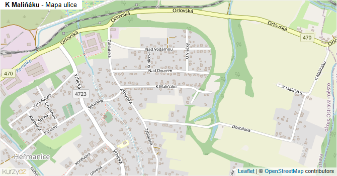K Maliňáku - mapa ulice