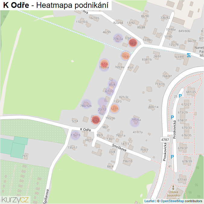 Mapa K Odře - Firmy v ulici.