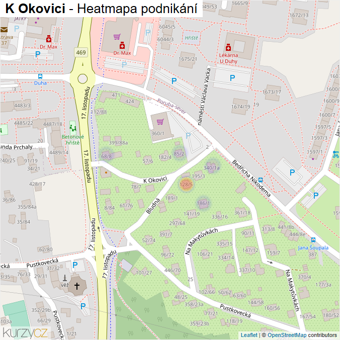 Mapa K Okovici - Firmy v ulici.