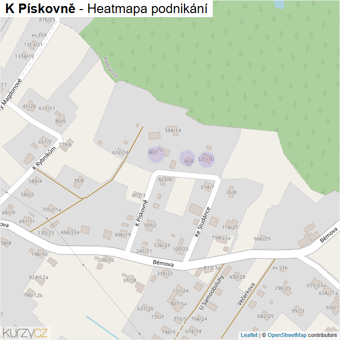 Mapa K Pískovně - Firmy v ulici.