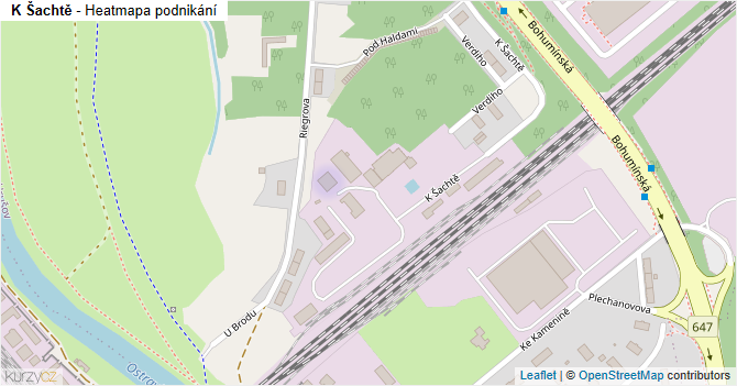 K Šachtě - mapa podnikání