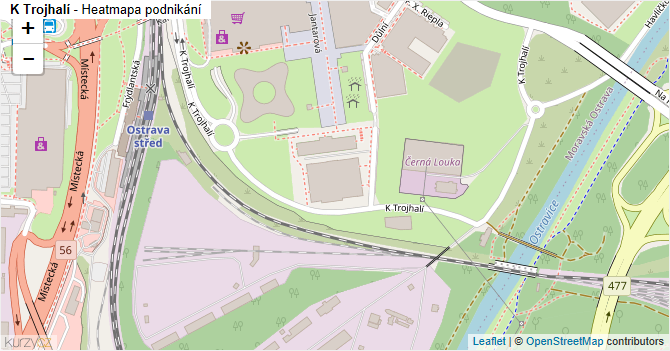 K Trojhalí - mapa podnikání