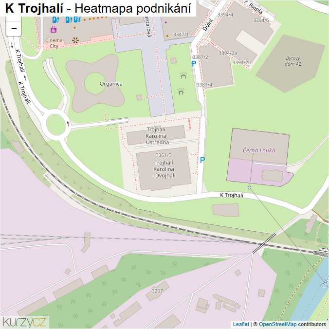 Mapa K Trojhalí - Firmy v ulici.