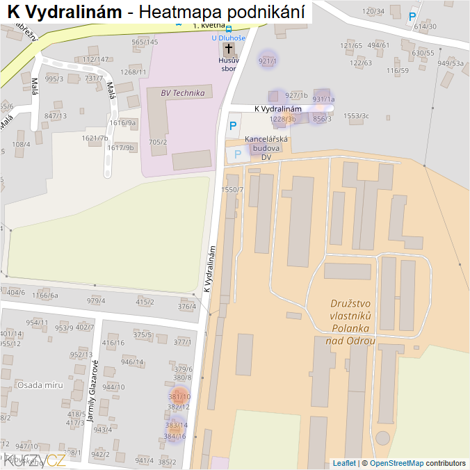 Mapa K Vydralinám - Firmy v ulici.