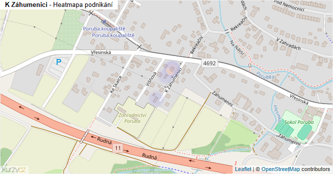 K Záhumenici - mapa podnikání