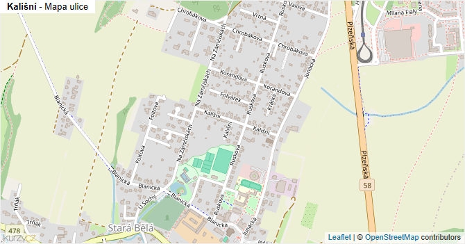 Kališní - mapa ulice