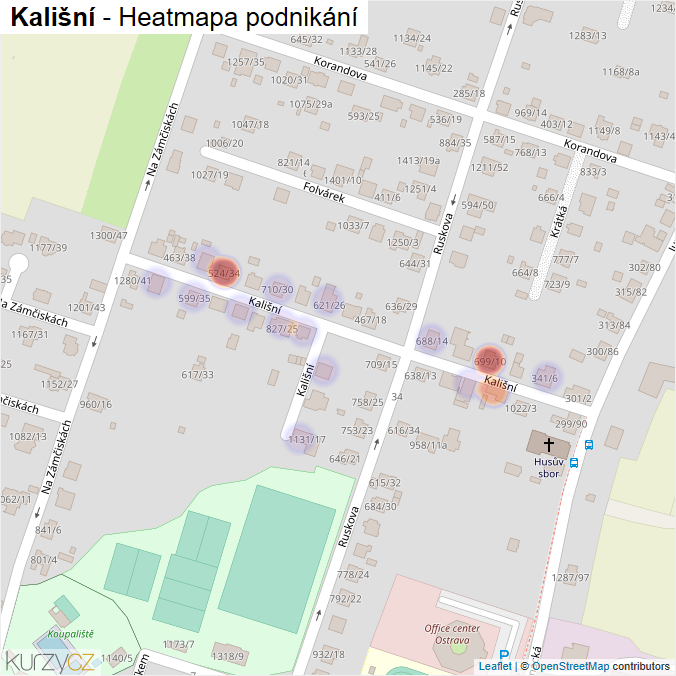 Mapa Kališní - Firmy v ulici.
