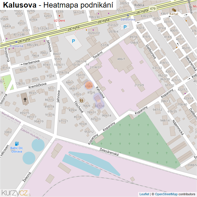 Mapa Kalusova - Firmy v ulici.