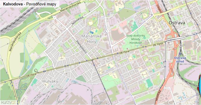 Kalvodova - záplavové mapy stoleté vody