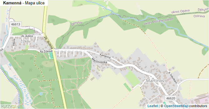 Kamenná - mapa ulice