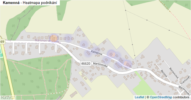 Kamenná - mapa podnikání