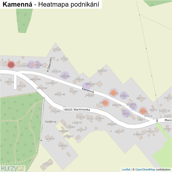 Mapa Kamenná - Firmy v ulici.