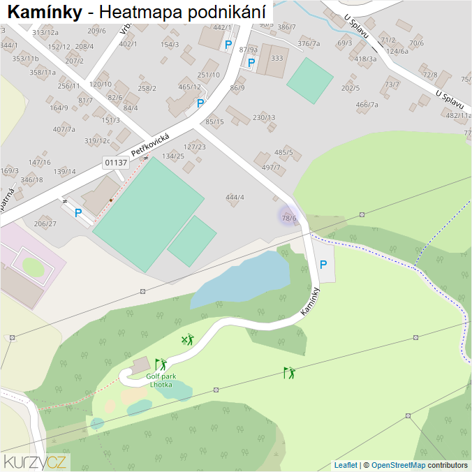 Mapa Kamínky - Firmy v ulici.