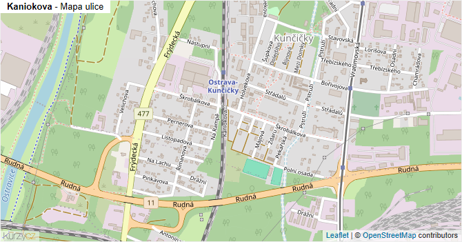 Kaniokova - mapa ulice