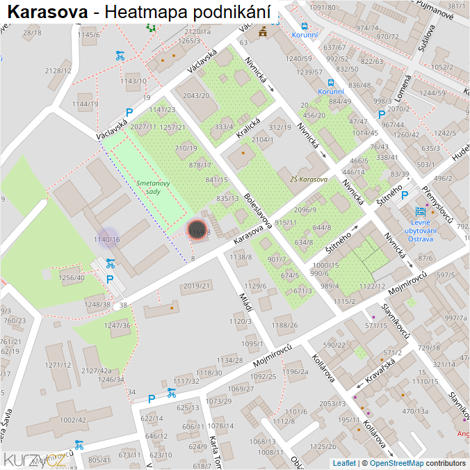 Mapa Karasova - Firmy v ulici.