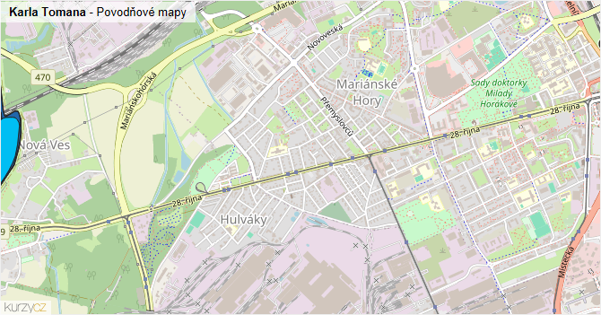 Karla Tomana - záplavové mapy stoleté vody