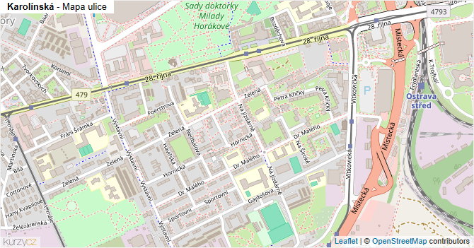 Karolínská - mapa ulice