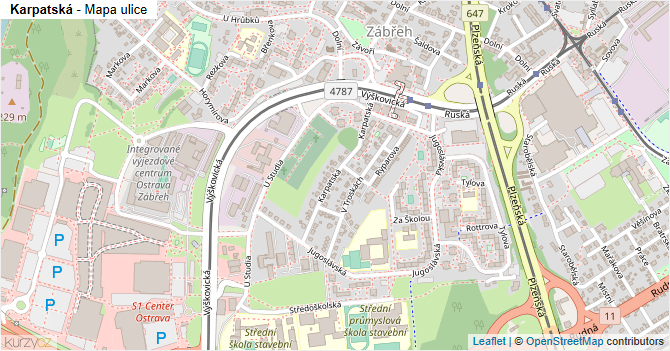 Karpatská - mapa ulice