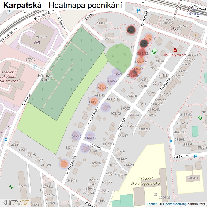 Mapa Karpatská - Firmy v ulici.
