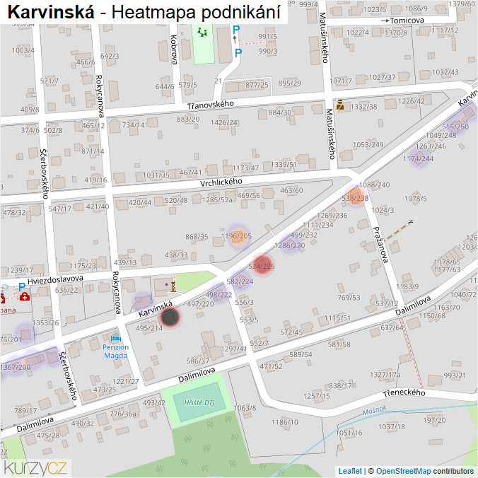 Mapa Karvinská - Firmy v ulici.