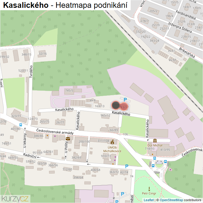 Mapa Kasalického - Firmy v ulici.