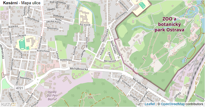 Kasární - mapa ulice