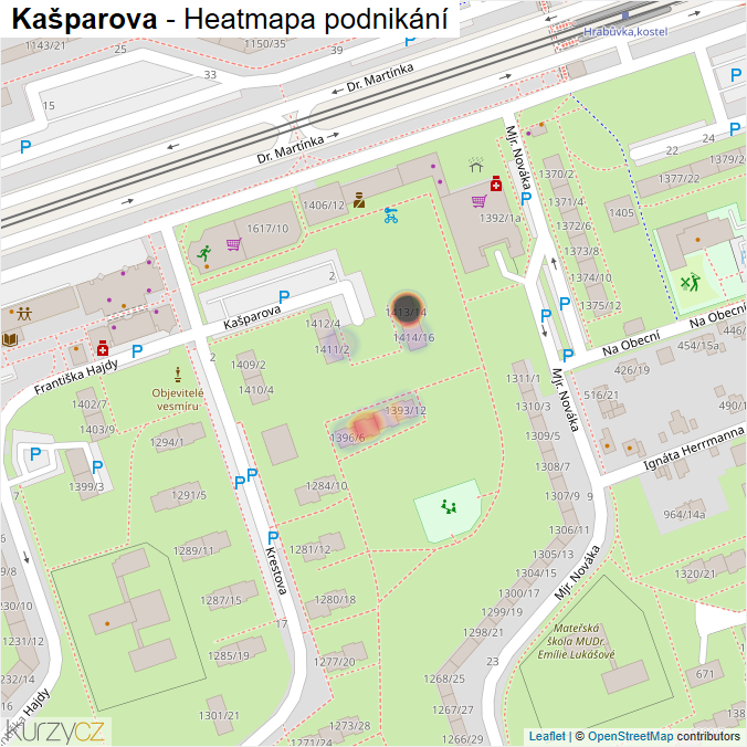 Mapa Kašparova - Firmy v ulici.