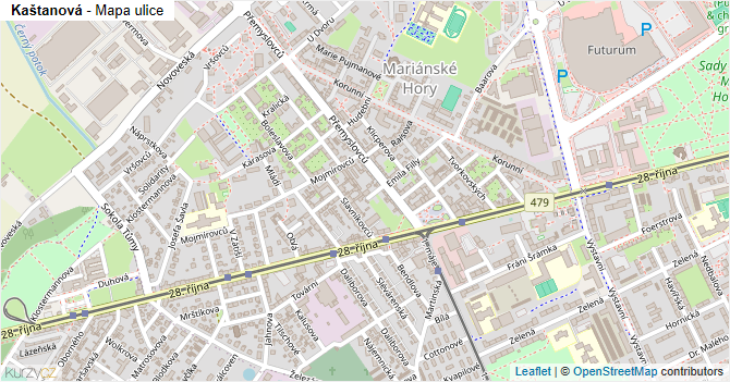 Kaštanová - mapa ulice