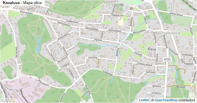 Kavalova - mapa ulice