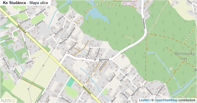 Ke Studánce - mapa ulice