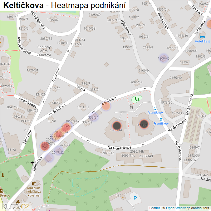 Mapa Keltičkova - Firmy v ulici.