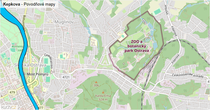 Kepkova - záplavové mapy stoleté vody