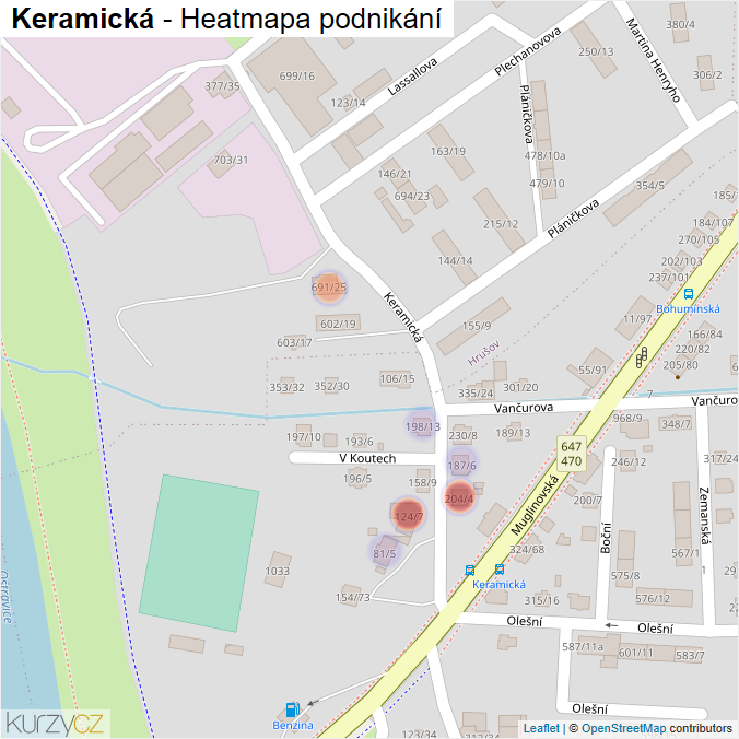 Mapa Keramická - Firmy v ulici.