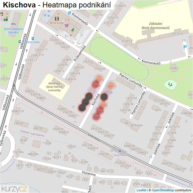 Mapa Kischova - Firmy v ulici.