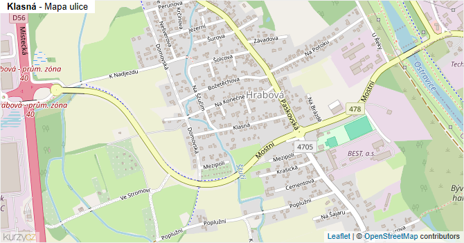 Klasná - mapa ulice