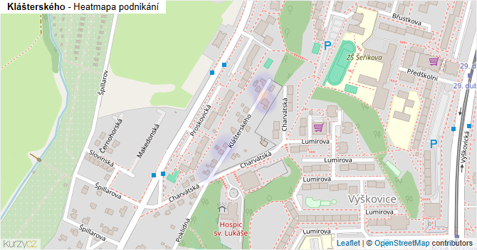 Klášterského - mapa podnikání