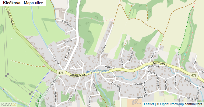 Klečkova - mapa ulice