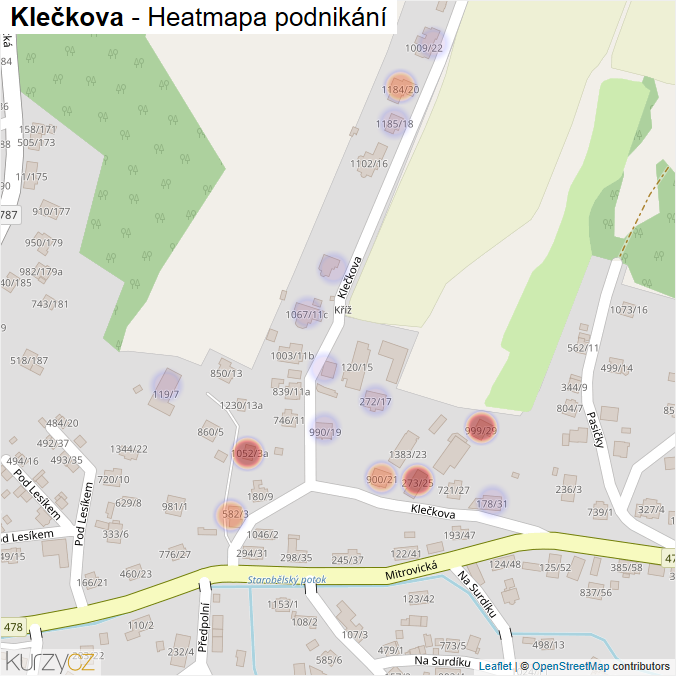 Mapa Klečkova - Firmy v ulici.
