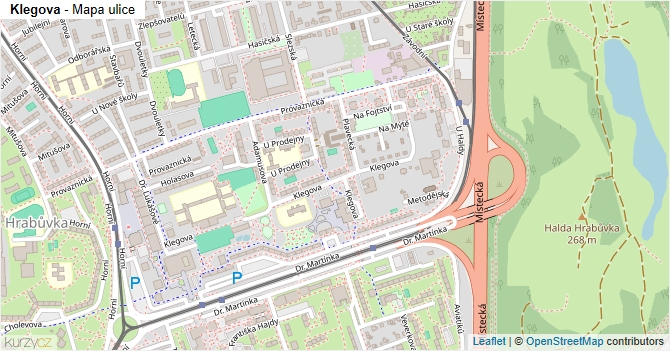 Klegova - mapa ulice
