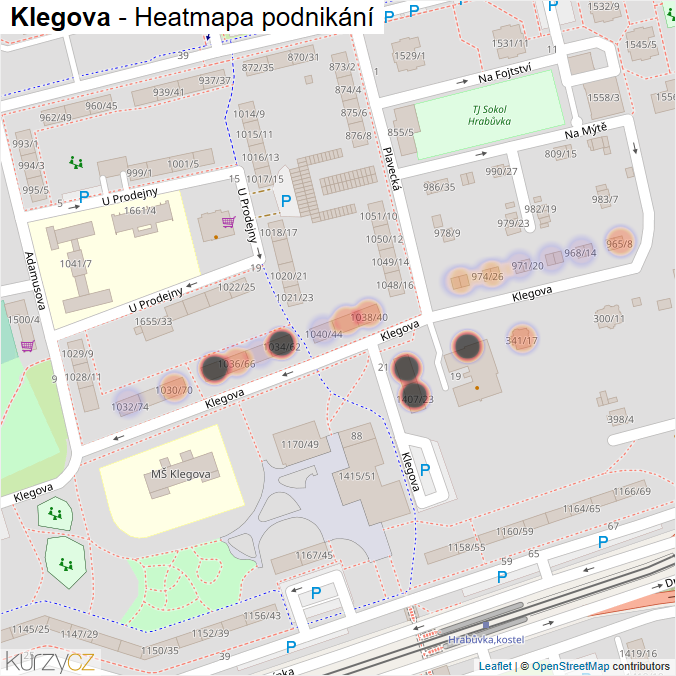 Mapa Klegova - Firmy v ulici.