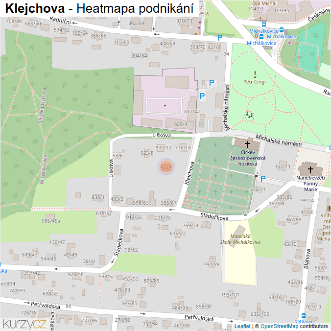 Mapa Klejchova - Firmy v ulici.
