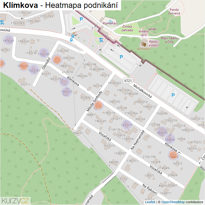 Mapa Klímkova - Firmy v ulici.