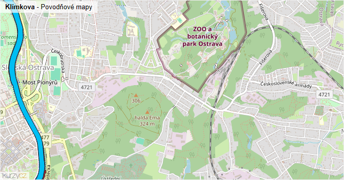 Klímkova - záplavové mapy stoleté vody