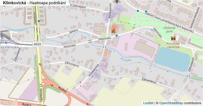 Klimkovická - mapa podnikání