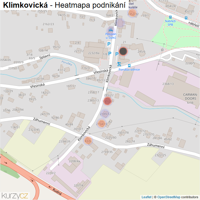 Mapa Klimkovická - Firmy v ulici.
